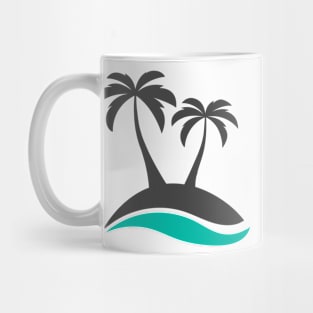 Palm Trees Beach Sea - Illustration Mug